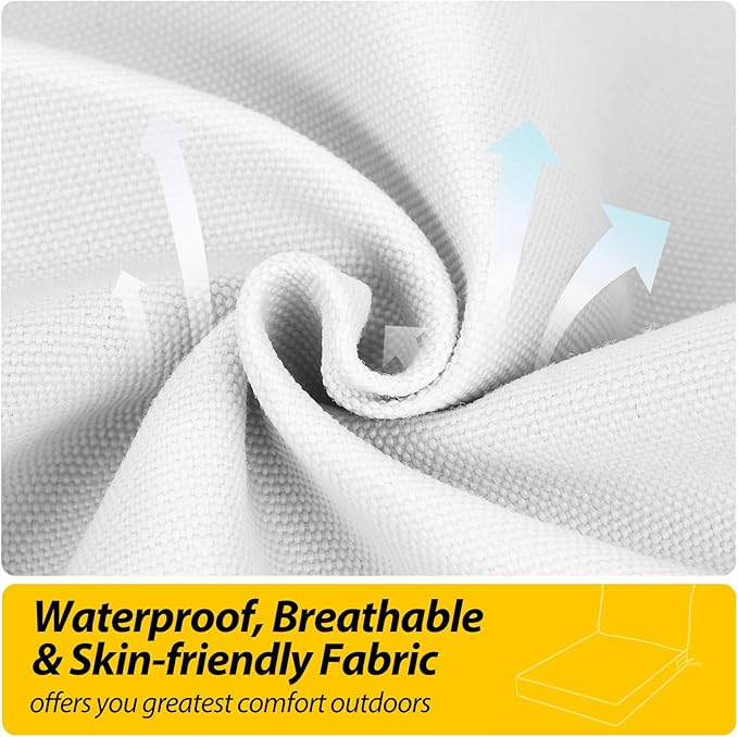 AAAAAcessories Outdoor Seat Cushions for Chairs, Fade-Resistant, Waterproof Patio Furniture Replacement Cushions, 24" x 24" x 5" + 24" x 19", Set of 4, Creamy White
