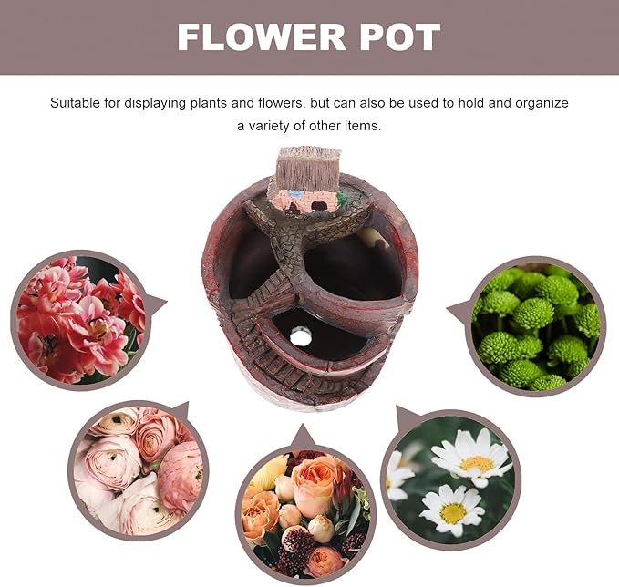 BESPORTBLE Fairy Garden Pots and Planters, Funny Succulent Plant Pot with Drainage Hole Tiny Creative Flowerpot for Indoor Plants/Succulent/Cactus, 4.68 * 3.5inch
