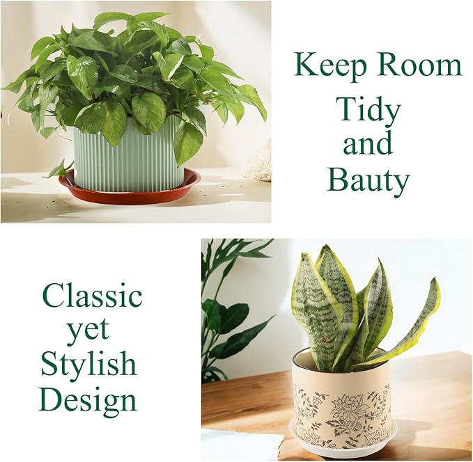30 Pack Plant Saucer 5 Inches Plant Trays for Pots Plastic Round Drip Trays Flower Pot Saucers Planter Water Tray Plant Drainage Tray, Light Grey