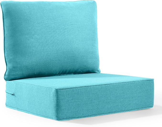 6" Thick Outdoor Cushion, 24*24*6" Patio Furniture Cushions with Waterproof Patio Furniture Cushions with Removable Cover, 28D High Density Patio Cushion for Outdoor Furniture, Light Blue-1pc