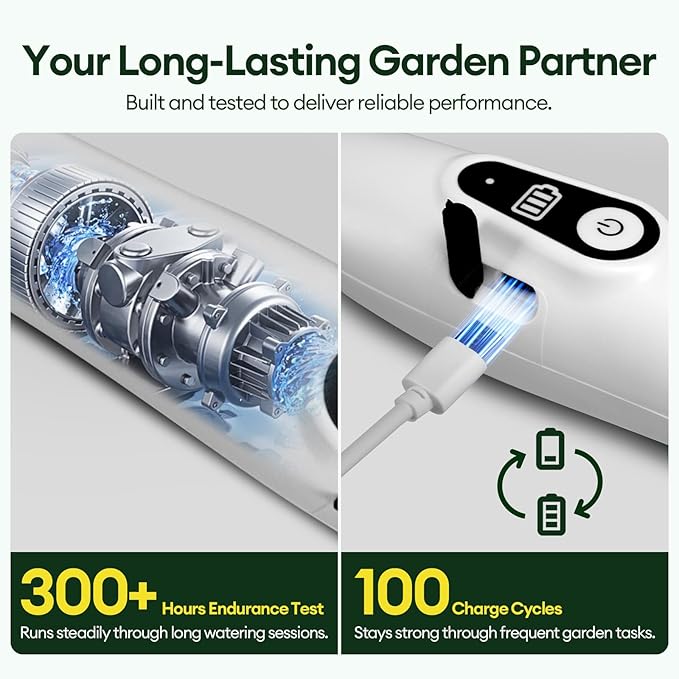 2 Gallon Electric Sprayer, Battery Powered Spray Bottle, Automatic Water Pump Plant Mister, Weed Yard Sprayer with 3 Nozzles, Ergonomic Handle, 3 Hours Long Battery Life