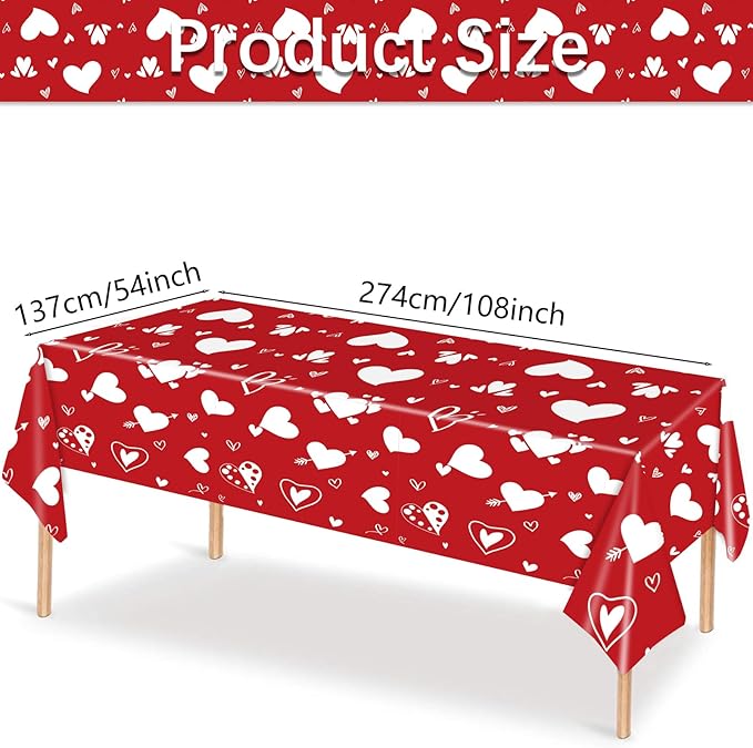 3 Pieces 54 x 108 Inches Valentine's Day, St. Patrick's Day, and Easter Tablecloth Set - Disposable Plastic Table Covers Decorations with Heart, Shamrock, and Bunny Designs for Spring Party Supplies