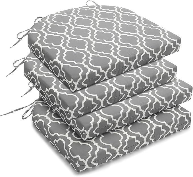 downluxe Outdoor Chair Cushions Set of 4 for Patio Furniture, Water-Resistant Patio Chair Cushions with Ties, High Density Foam Outdoor Seat Cushion, 17" X 16" X 2", Grey Gourd