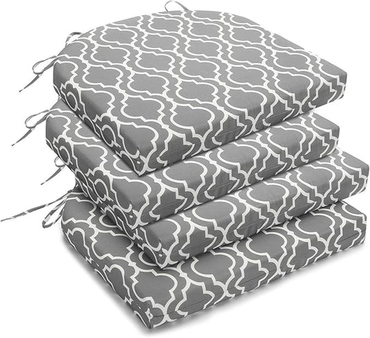 downluxe Outdoor Chair Cushions Set of 4 for Patio Furniture, Water-Resistant Patio Chair Cushions with Ties, High Density Foam Outdoor Seat Cushion, 17" X 16" X 2", Grey Gourd