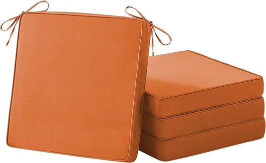 Patio Chair Cushions, 18.5" x 16" x 3" Outdoor Chair Cushions Set of 4, Waterproof Outdoor Cushions for Patio Furniture, Outdoors Seat Cushions Set of 4 with Handle and Ties, Spice