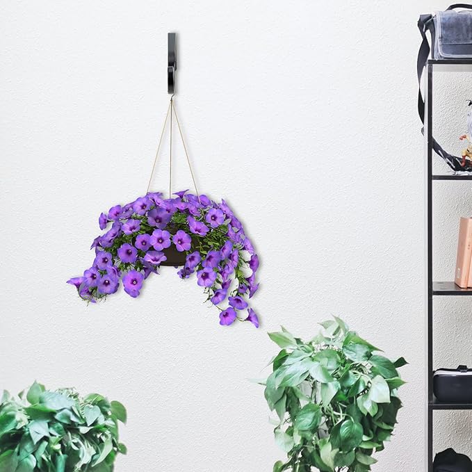 Kisangel 2pcs 7.3-inch Black Iron Hanging Plant Brackets Wall-Mounted Upturned Hooks for Garden Planters Lanterns and Outdoor Décor
