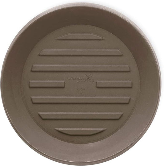 Crescent Garden Universal Round Planter Saucer, Durable Drainage Dish for Plant Pots, Heavy-Duty Plant Dishes Saucer, Indoor & Outdoor Plant Trays - Mocha (13 inch Inner, 18 inch Outer Diameter)