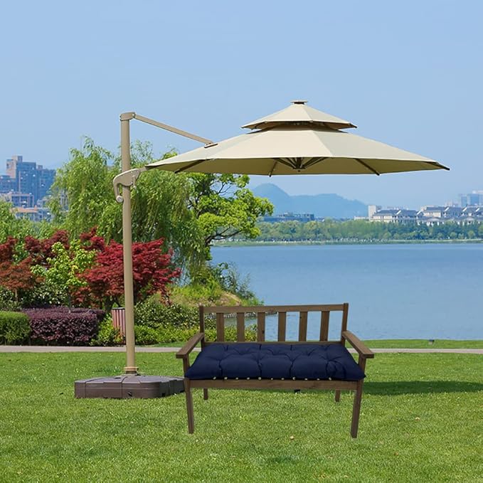 Srutirbo Waterproof Indoor/Outdoor Bench Cushion Garden Non-Slip Swing Chair Cushion, Loveseat Cushion for Patio Furniture Swing Wicker Garden Bench, Indoor Lounger Seat (Navy, 47x19in)