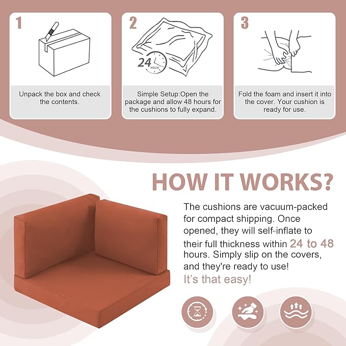 9-Piece Patio Furniture Cushions Set, Replacement Outdoor Cushions for 4-Seat Patio Sectional, Waterproof & Fade Resistant Deep Seat Cushion for Outdoor Sofa, Spice