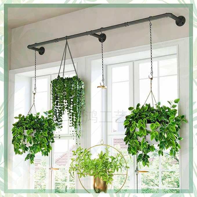 Benvo Hanging Plant Chains Flower Pot Hangers with Clips and Hooks 3 Point Replacement Chain Holders for Baskets Bird Feeders Planters and Other Ornaments (24.8 inch Long)