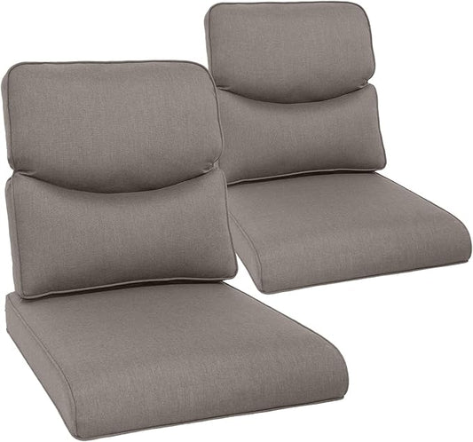 Outdoor Chair Cushion Set of 2, Waterproof Outdoor Seat Cushions 25x22, Patio Chair Cushions for Outdoor Furniture, Couch Cushion Replacement, Include 2 Back & 2 Seat Cushions, Smile/Grey