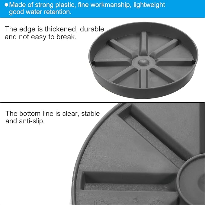 PATIKIL Plant Pot Saucers 9 Inch, 3 Pack Plastic Round Plant Pot Thicker Flower Drip Tray for Indoor Outdoor, Gray