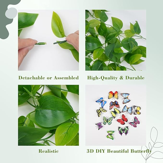 BLEUM CADE Fake Hanging Plants, 8pcs Artificial Hanging Plant, Faux Pothos Vines Greenery for Wall Home Living Room Office Indoor Outdoor Decor (No Baskets)