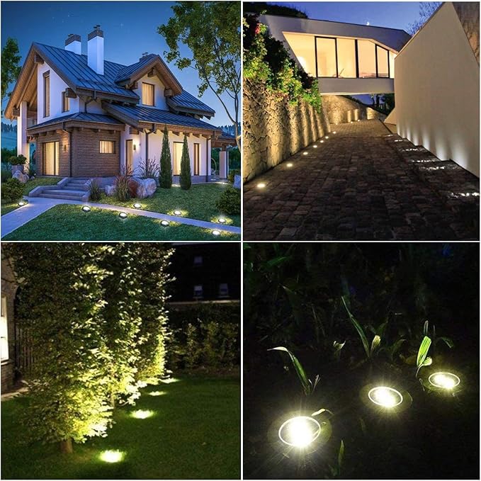 Solar Ground Lights, Waterproof Solar Garden Light, Upgraded Outdoor Garden Waterproof Bright in-Ground Light, Landscape Lights for Pathway,Yard,Deck,Lawn,Patio,Walkway (12 Pack White Light)