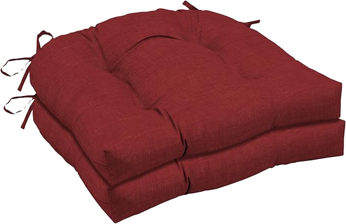 Arden Indoor/Outdoor Rocking Chair Or Wicker Chair Cushion, 2-Pack, 20 x 18, Water Repellent, Rain Proof, Fade Resistant Cushion for Rocking Or Rounded Back Chair Ruby Red Leala