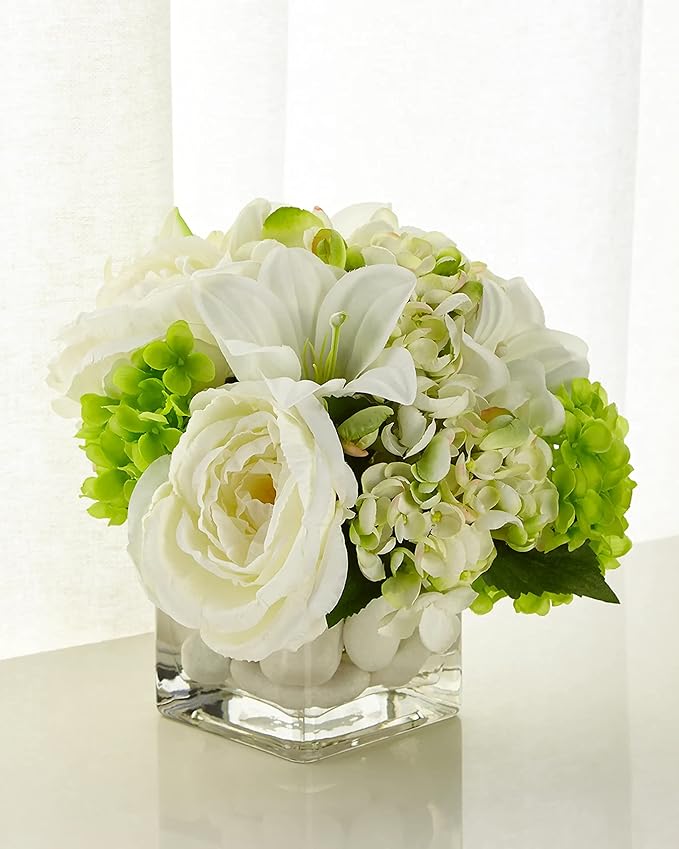 WGV Tall Square Vase Glass Block, Length 4", Height 6", Clear Bud Floral Container, Candle Holder, Planter Terrarium for Wedding Party Event, Home Office Decor, 12 Piece