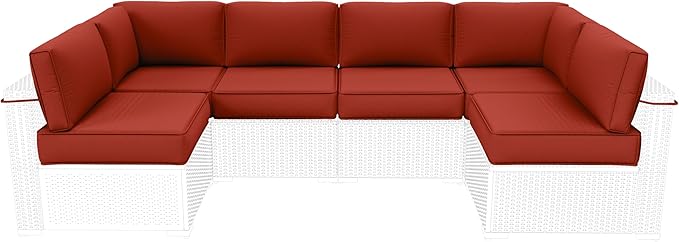 Outdoor Furniture Replacement Cushions, 5" Foam Foam High-Density, Fits 6-seat Sectional Rattan Conversation Set, 14 Piece Patio Water-Resistant Replacement Sofa Cushions, Liner&Cover