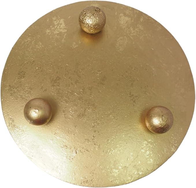 Hosley Set of 2 Gold Iron Pillar Candle Holder Plates – 4-Inch Decorative Round Trays for Pillar Candles – Ideal for Weddings, Special Occasions, Home Décor, and Pedestal Displays