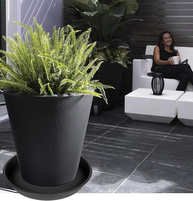 6 Pack of 12 inch Plant Saucer, Plant Saucer 12 Inch Round, Plant Trays for Pots, Plant Drip Tray, Plant Pot Saucers, Flower Pot Saucer 12", Plant Saucers for Indoors (12", Black)