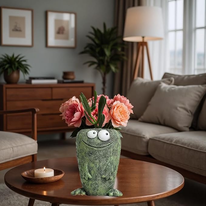Big and Small Eye Frog Planter - Fun Succulent Planter for Indoor and Outdoor Tabletop Decorations, Wacky Frogs, Christmas/Birthday Fun Gift. (Frog A)