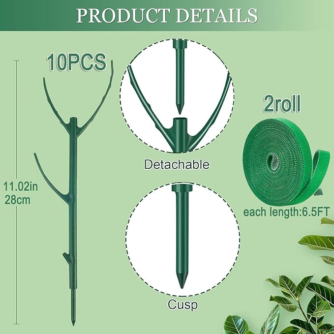 5 Pack Stackable Monstera Plant Support Climbing Plants Support Structures for Indoor Outdoor Plants Plant Holder Stick with Plant Ties for Support Tall Potted Plants