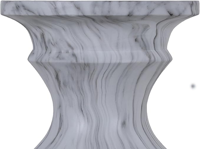 15.35" Cement End Tables for Patio,Modern Small Round Side Faux Terrazzo Accent Table,Tree Stump Garden Stool Drum Indoor and Outdoor,Light Grey