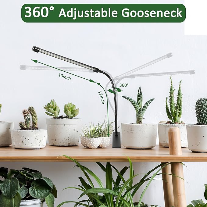 LED Grow Light for Indoor Plants, 40W 6000K Plant Lights for Seedings Succulents, Waterproof Grow Lamp with Timer Auto On/Off 3/9/12H, 9 Dimming