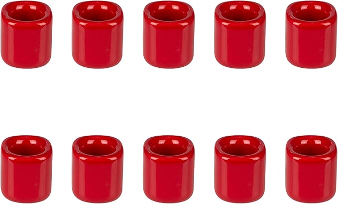 Mega Candles 10 pcs Red 1/2 Inch Diameter Ceramic Chime Ritual Spell Candle Holders, Great for Casting Chimes, Meditation, Rituals, Spells, Vigil, Witchcraft, Wiccan Supplies