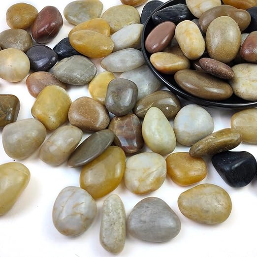 2LB Polished Colorful River Rocks,1-2.2 Inch Mixed Color Pebbles for Garden Landscaping, Landscaping Pebbles, Vase Filling Colorful Pebbles, Outdoor Decorative River Rocks