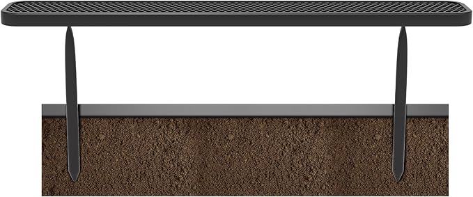 6 FT Heavy Duty Metal Park Bench for Outside, Outdoor Backless Bench with Thermoplastic Coating, Commercial Benches for Shopping Mall, Store, Park, Deck, Inground Mounted, Black