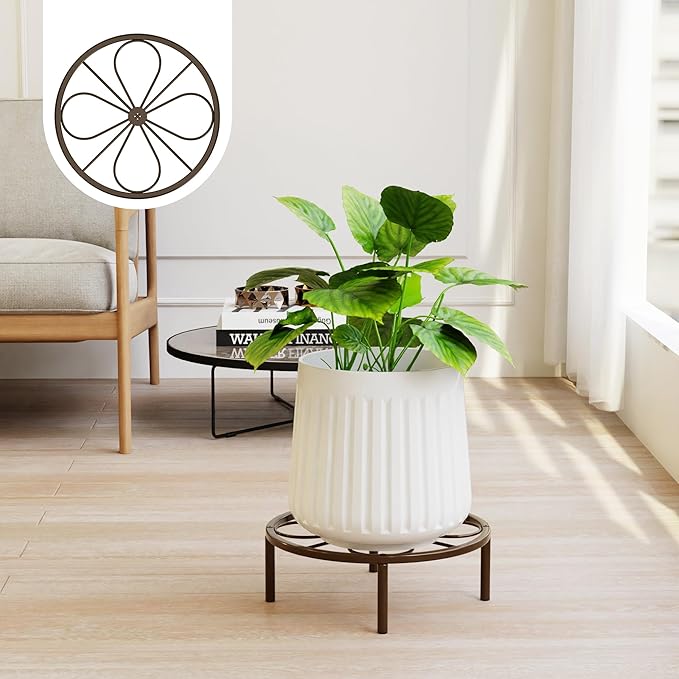 Brown Plant Stand Plant Holder - 10.24'' Short Plant Riser for Garden Courtyard, Heavy Duty Flower Stand for Multiple Plant Indoor or Outdoor.