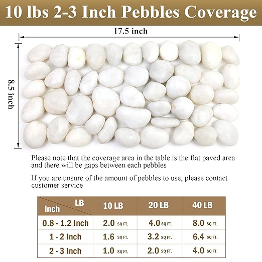 40 lbs White River Rocks for Landscaping, 2-3 Inch Polished Pebbles for Indoor Plants, Decorative White Stones for Planters, Vase, Aquarium, Fish Tank and Garden