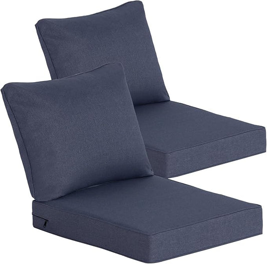 Goodgoods 24 x 28 Outdoor Patio Deep Seat Cushions 2-Pack, 1000+ Hours Fade-Resistant & Water-Resistant Outdoor Furniture Chair Cushions with 30D High-Resilience Foam for Sofa Chair, Sky