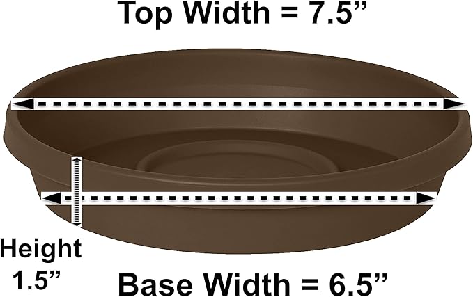 Bloem Terra Resin Saucer Tray: 6.5" Bottom Width - Chocolate Brown - Matte, Durable, Ribbed Bottom, Indoor and Outdoor, Fits 8" Terra Pots
