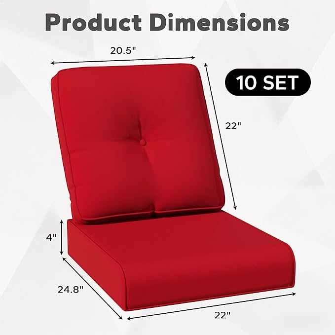 Joyside Outdoor Chair Cushions Set, 22x25/22x24 Inch Patio Furniture Deep Seat Cushions, Water Resistant & Thick Cushion, Outdoor Replacement Cushions for Seat and Sofa