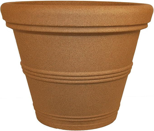 Tusco Products RR245SS Classic Rolled Rim Garden Planter, 24.5", Sandstone