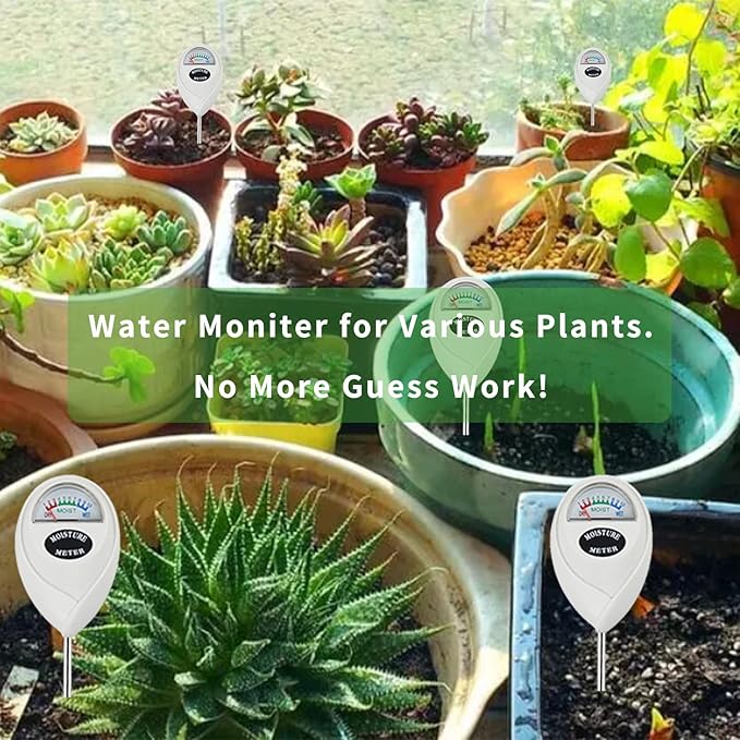 Soil Moisture Meter, Soil Moisture Monitor for House Plants, Soil Hygrometer Moisture Sensor for Indoor & Outdoor, Garden, Farm, Lawn Plant Care, No Battery Needed(White)