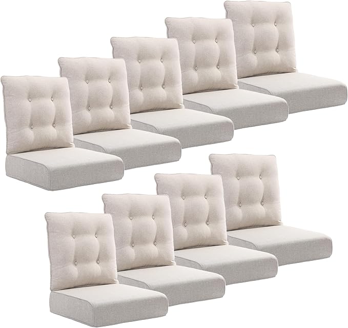 Joyside Outdoor Chair Cushions Set, 22x25/22x24 Inch Patio Furniture Cushions, 6’’ Thick, Water Resistant & Fade Resistant, Outdoor Replacement Cushions for Seat and Sofa