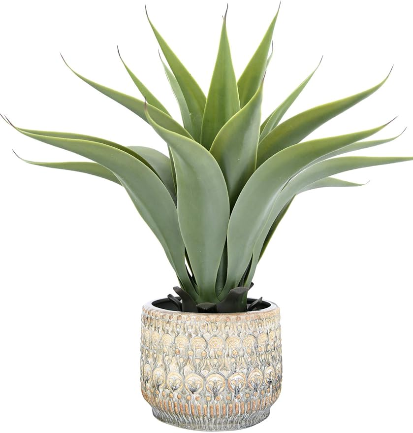 Bloomingville Embossed Stoneware Planter with Reactive Glaze, Beige