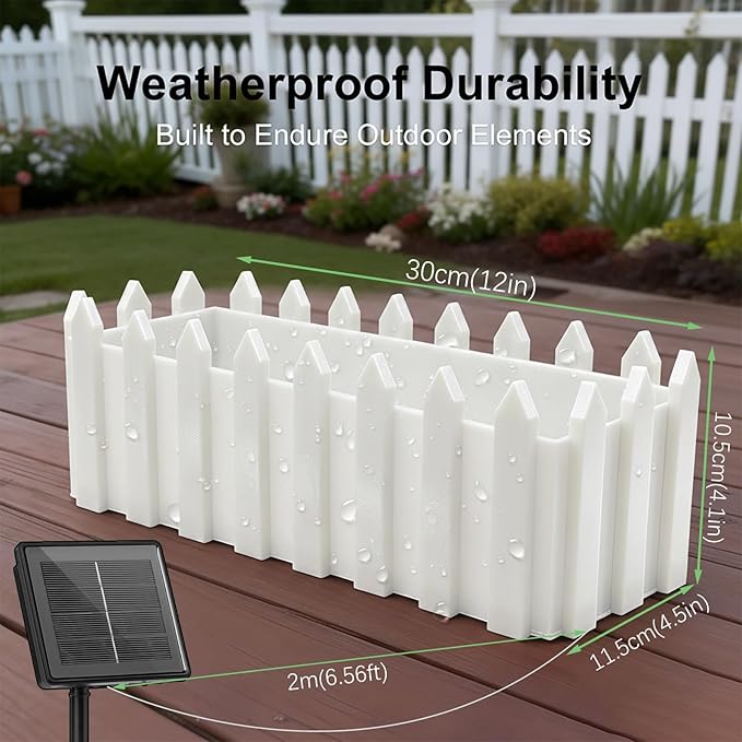 Solar Planter Lights Outdoor, 12-inch Rectangular LED Flower Pot with 8 Modes & Auto On/Off, IP65 Waterproof for Garden, Patio, Balcony, Pathway Decor, Gift for Garden Lovers(Multicolor)