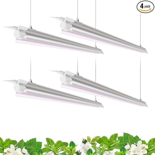 Barrina T8 LED Grow Light 4FT,168W(4 x 42W), 1000W Equivalent, Full Spectrum, V-Shape with Reflector Combo, Grow Lights for Indoor Plants, Greenhouse, 4-Pack