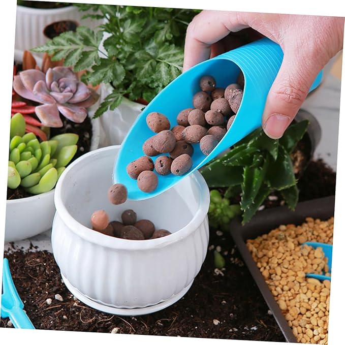 KESYOO Succulent Planting Tool Set with Transplanting Scoop, Small Soil Shovel, Cleaning Brush, and Blue Bucket for Indoor Garden Care and Bonsai Planting Accessories