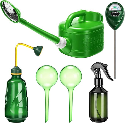 6 Pcs 1 Gallon Indoor Watering Can Set 450 ml Watering Can for Seedlings 15 oz Squeeze Bottle Plant Set for Indoor Outdoor Plants, Fluorescent Green