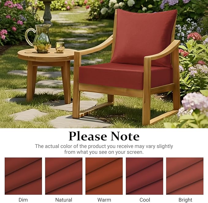 downluxe 22x22 Outdoor Chair Cushions, Waterproof Fade Resistant Patio Furniture Cushions with Handle & Removable Cover, Deep Seat Outdoor Cushions for Sofa, Couch and Patio Chairs, Brick Red