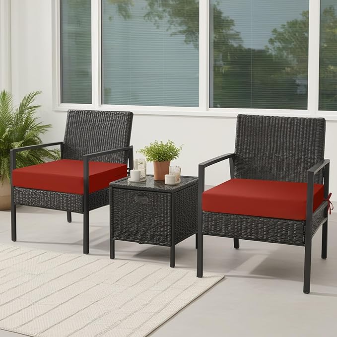 idee-home Outdoor Chair Cushions Set of 2, Waterproof Outdoor Seat Cushions for Patio Furniture, Outside Replacement Chair Pad with Ties for Lawn Deck Porch, 22 x 22