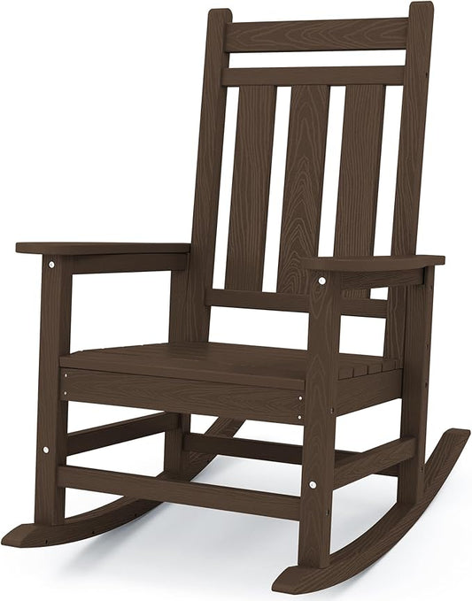 KINGYES Oversized Outdoor Rocking Chair, All-Weather Patio Rocking Chairs for Porch, HDPE Outdoor Patio Rockers with High Back & Wide Seat for Garden, Lawn, Coffee