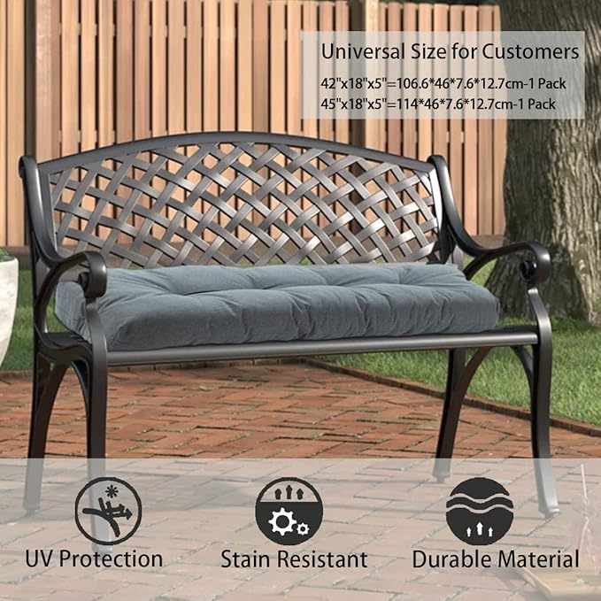 FUNHOME Outdoor Bench Cushion 42 x18 inch with Non-Slip Grips,Water Resistant Porch Swing Cushion,Bench Pillow Pads,Tufted Cushions for Patio Garden Furniture,42" Seat Cushions(Dark Gray)