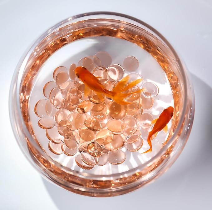 CYS EXCEL Champagne Glass Gemstone Beads Vase Fillers (2 LBS) Flat Marble Beads Multiple Color Choices Aquarium Decor Rocks Floral Stones Decorative Mosaic Glass Gem Pebbles