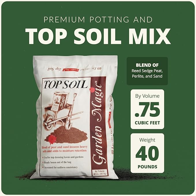 Michigan Peat Garden Magic Indoor and Outdoor Organic Planting Potting Top Soil Blend Mix, 40 Pound Bag (8 Pack)