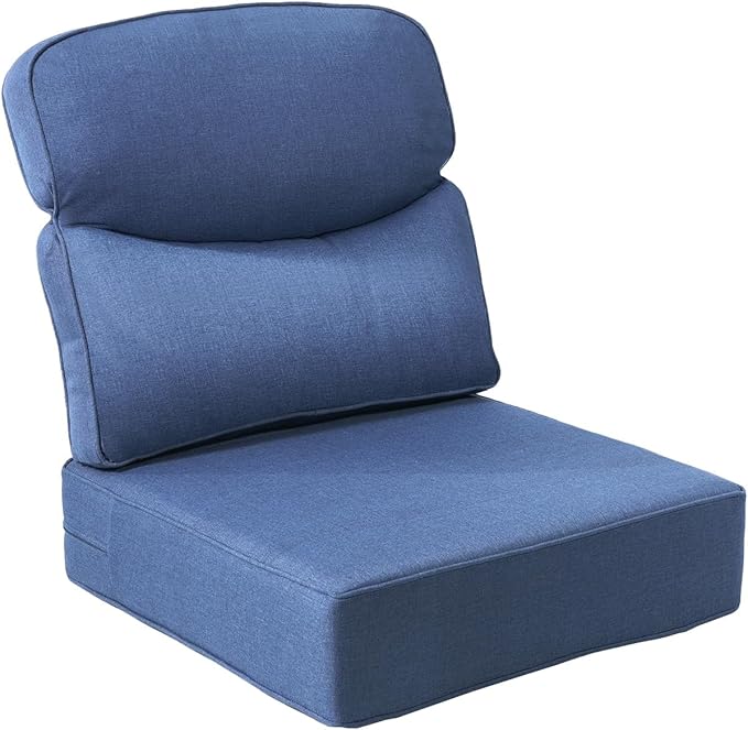 Luxury 6-Inch Outdoor Chair Cushions - 24"* 24" Patio Furniture Cushions with Dual Layer Back Support & Removable Cover, 28D High Density Sponge Patio Cushion for Outdoor Furniture Couch Blue